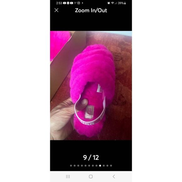 Infant girls 2 / 3 month ugg sherpa fluff yeah slingback slippers - Picture 4 of 8